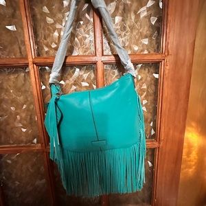 NWT Aimee Kestenberg Earth Green Fringe Hobo